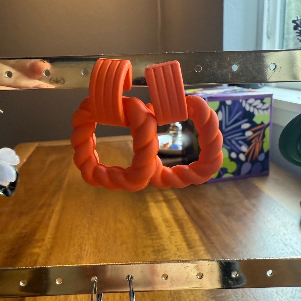 Orange Twisted Hoop Earrings